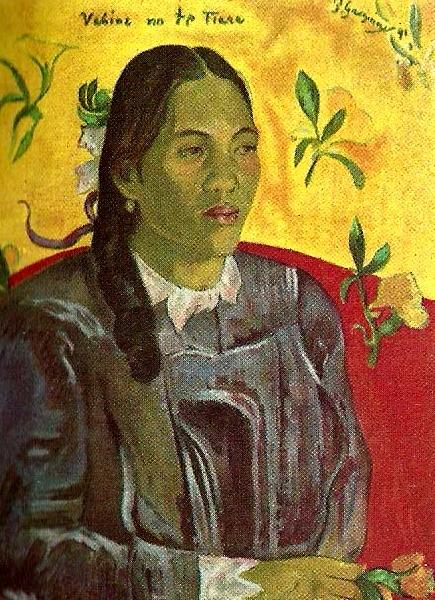 Paul Gauguin vahine med gardenia oil painting picture